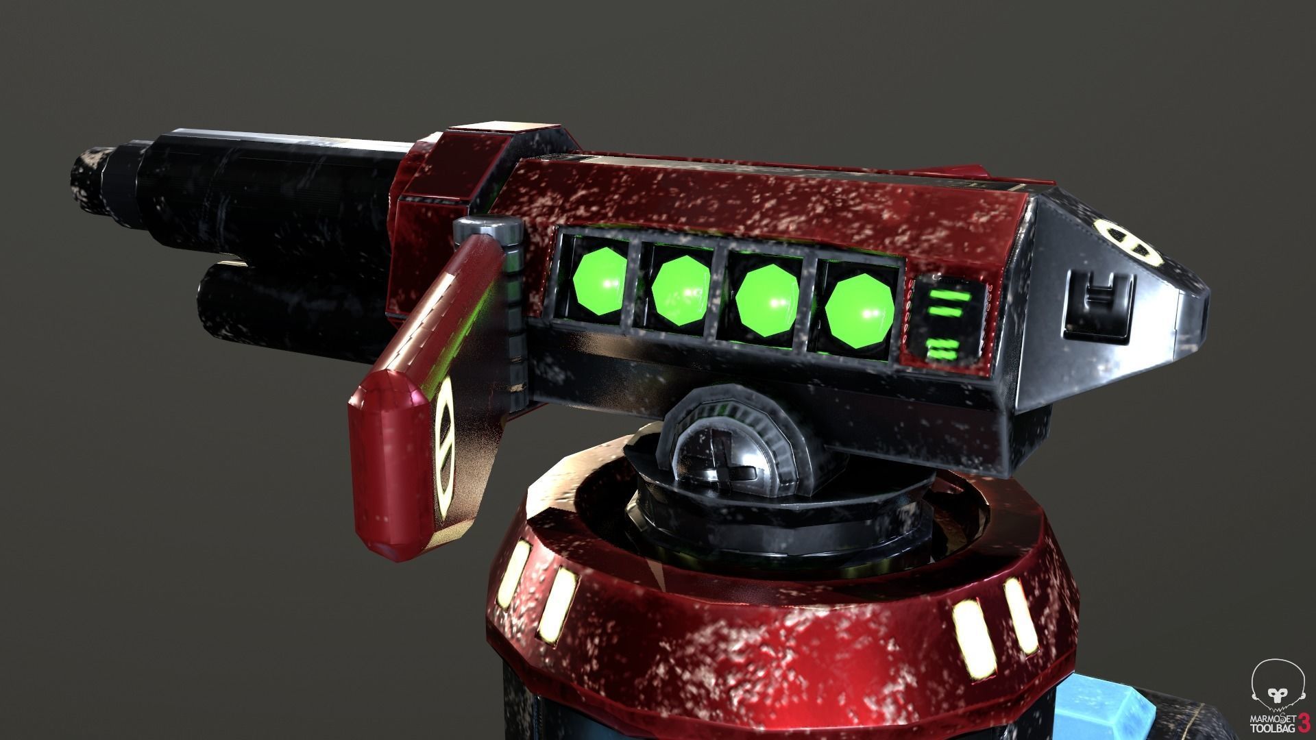 Sci-Fi Flamethrower Tower Low-poly 3D model_9