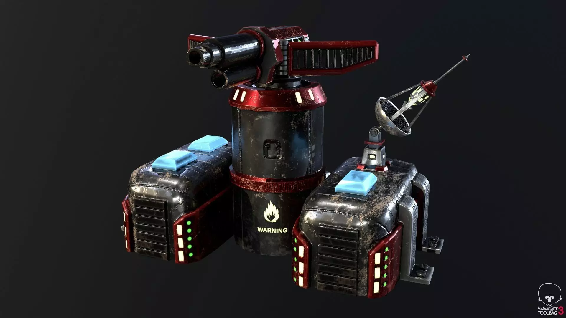 Sci-Fi Flamethrower Tower Low-poly 3D model_0