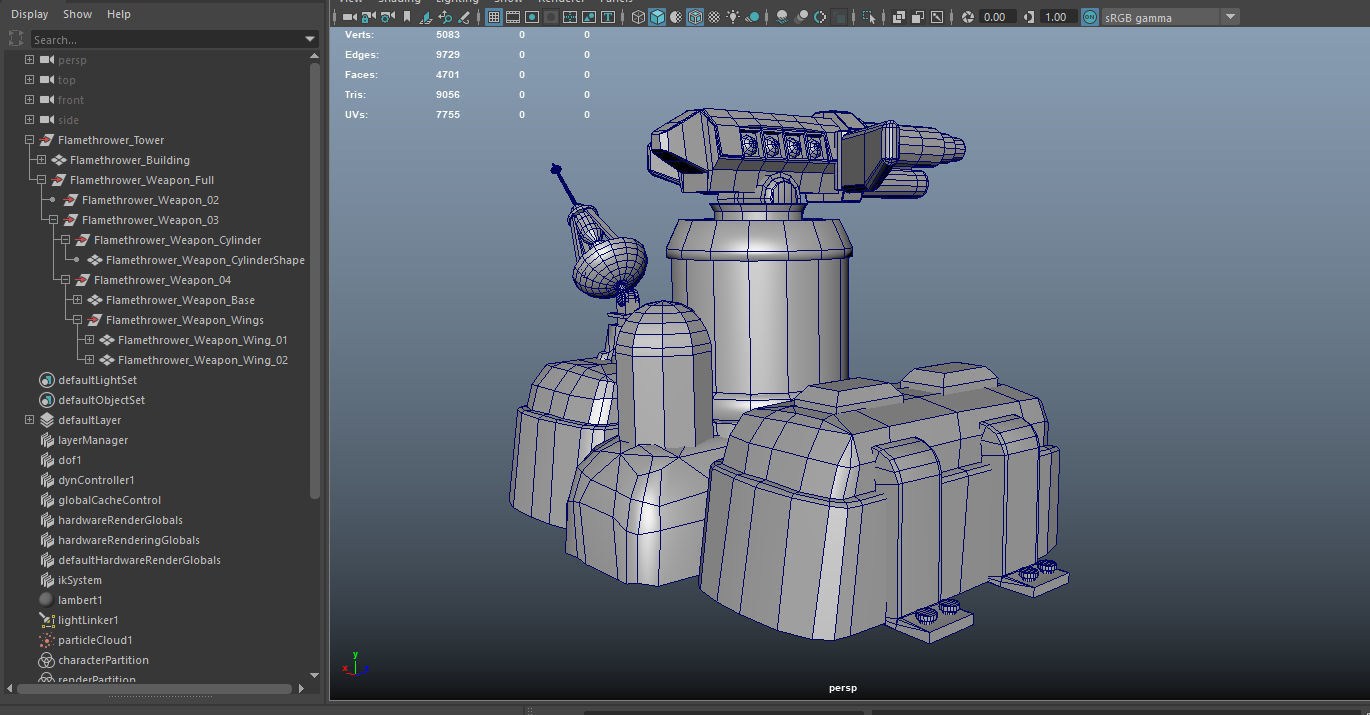Sci-Fi Flamethrower Tower Low-poly 3D model_20