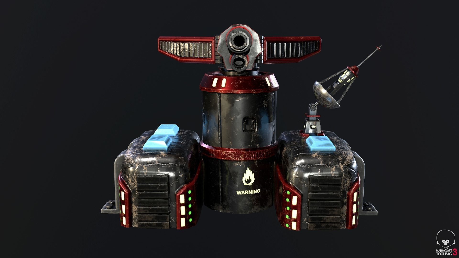 Sci-Fi Flamethrower Tower Low-poly 3D model_6