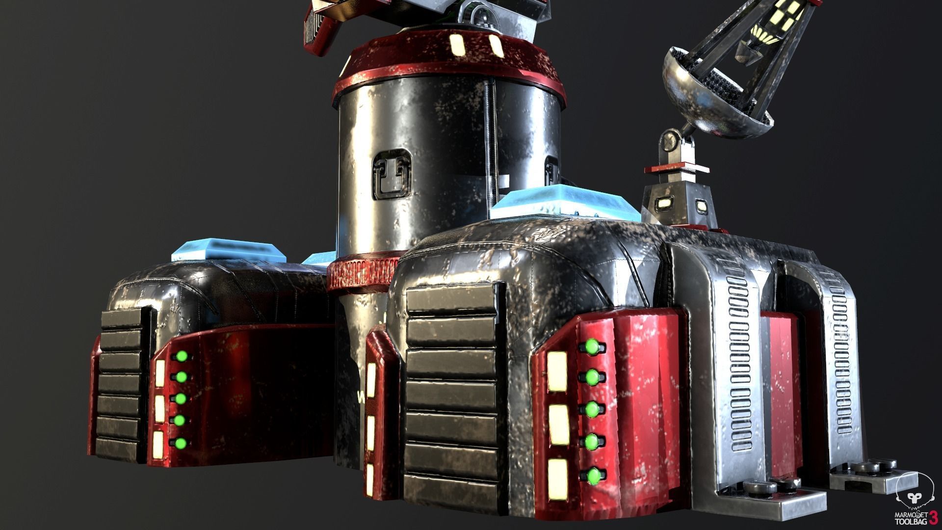 Sci-Fi Flamethrower Tower Low-poly 3D model_11