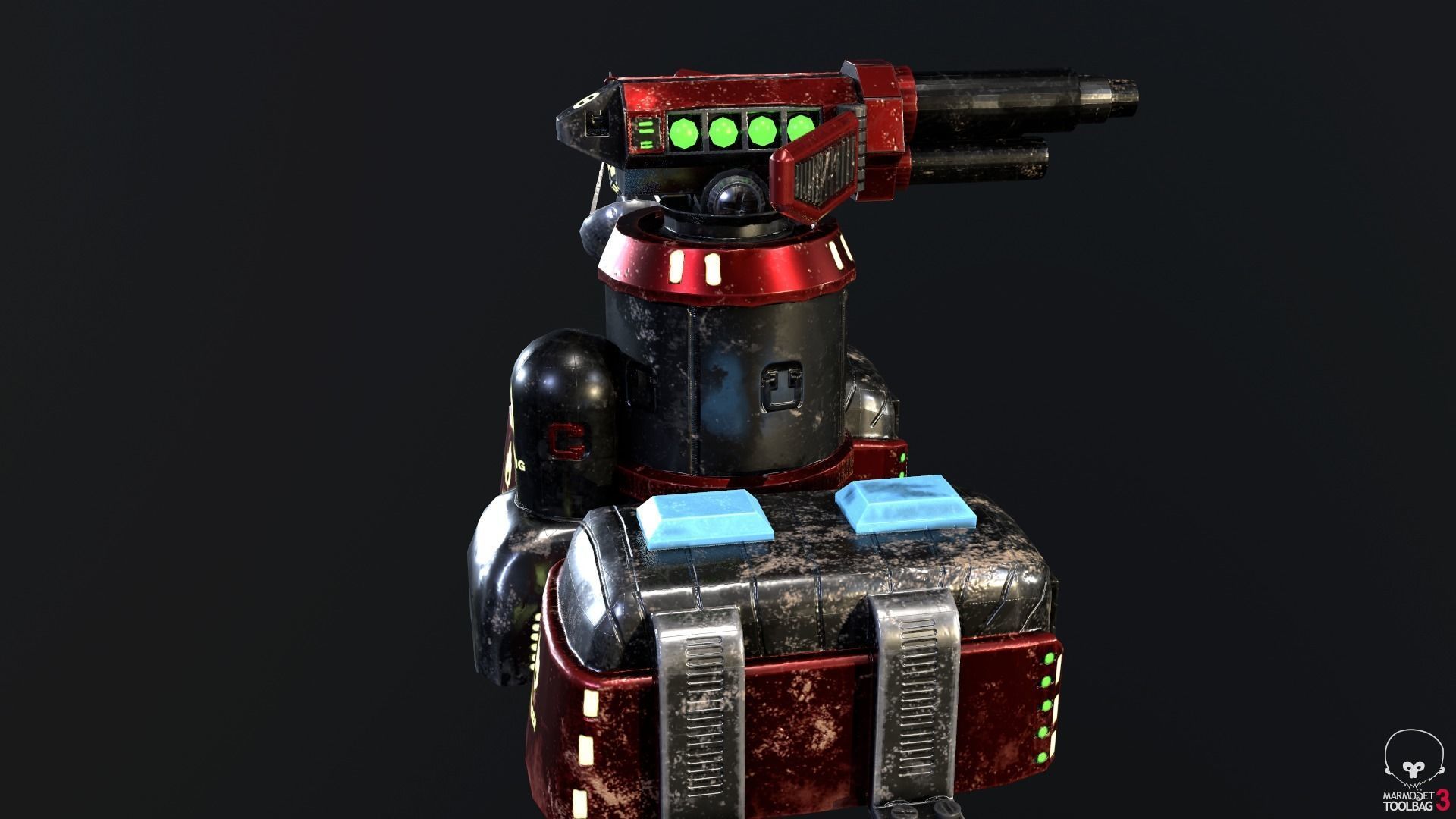 Sci-Fi Flamethrower Tower Low-poly 3D model_4