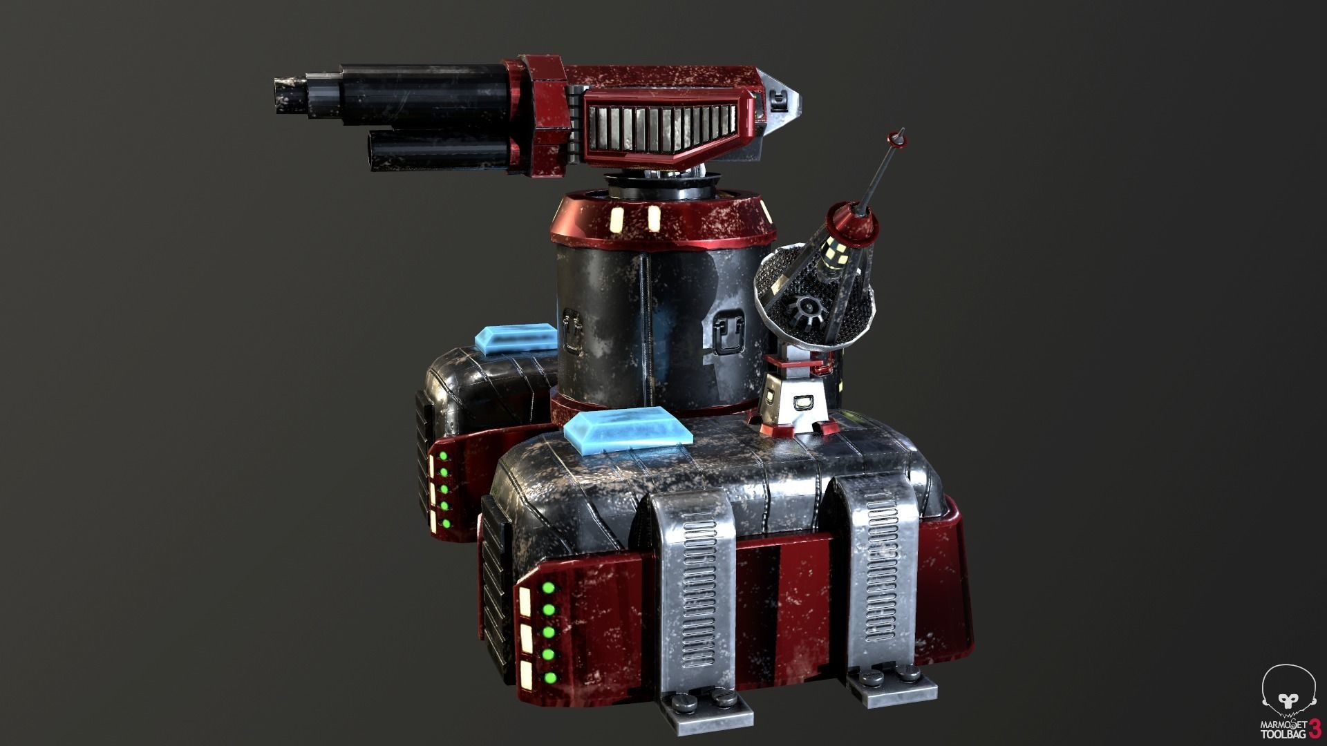 Sci-Fi Flamethrower Tower Low-poly 3D model_1