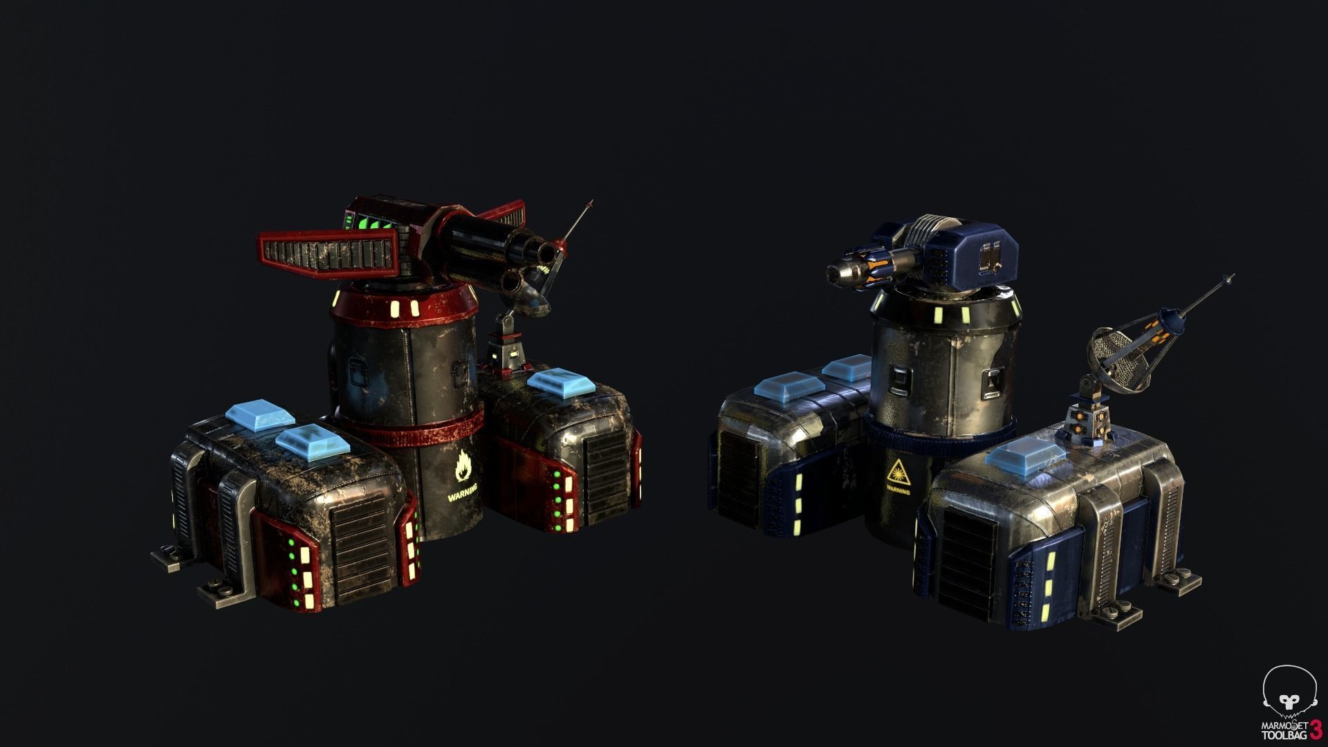 Sci-Fi Towers Pack Low-poly 3D model_1