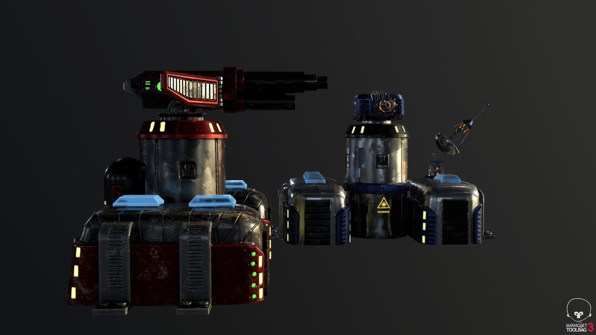 Sci-Fi Towers Pack Low-poly 3D model_3