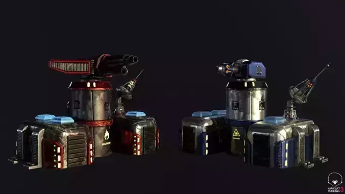 Sci-Fi Towers Pack Low-poly 3D model