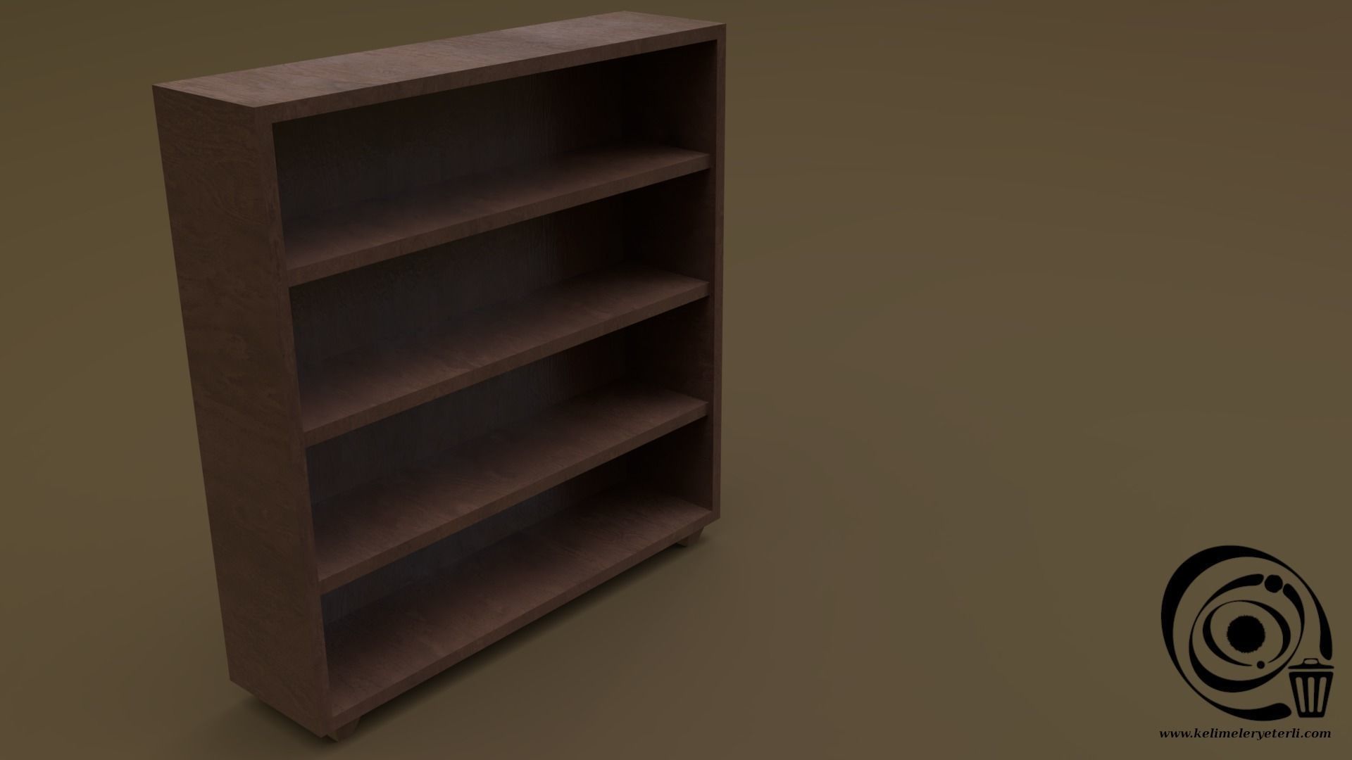 Bookshelf 04 Low-poly 3D model_1