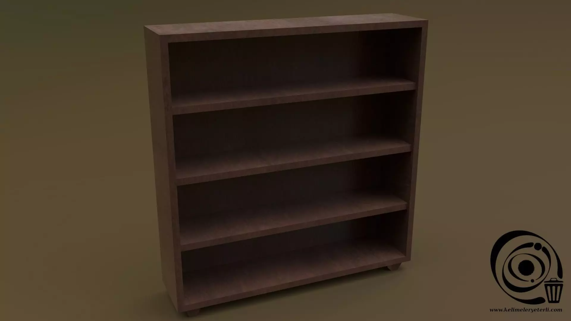 Bookshelf 04 Low-poly 3D model_0