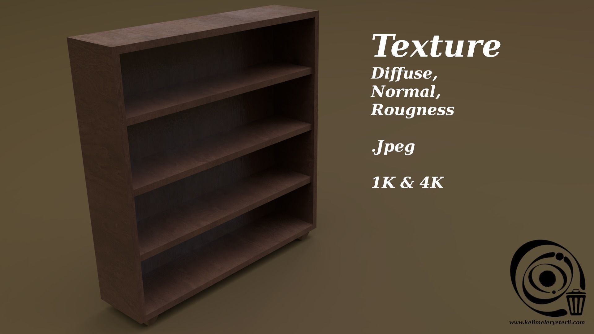 Bookshelf 04 Low-poly 3D model_4