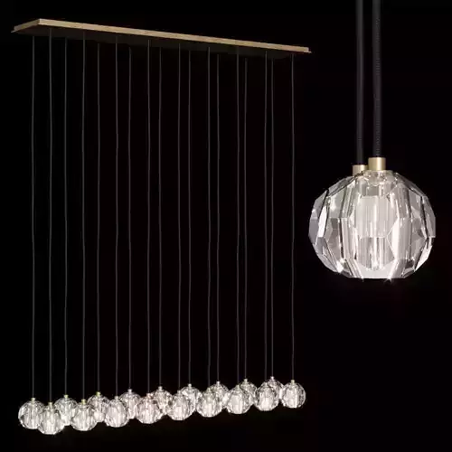 RH BOULE DE CRISTAL LINEAR CLUSTER CHANDELIER 60 Brass 3D model