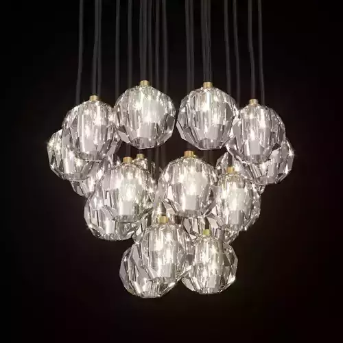 RH BOULE DE CRISTAL ROUND CLUSTER CHANDELIER 19 Brass 3D model