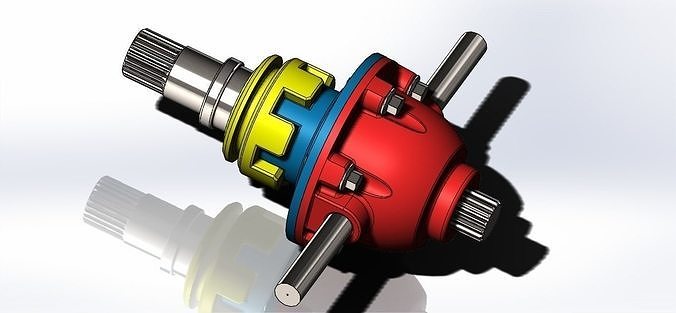 Differential Gear Box 3D Model by Solidworks Low-poly 3D model