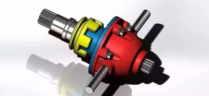 Differential Gear Box 3D Model by Solidworks Low-poly 3D model