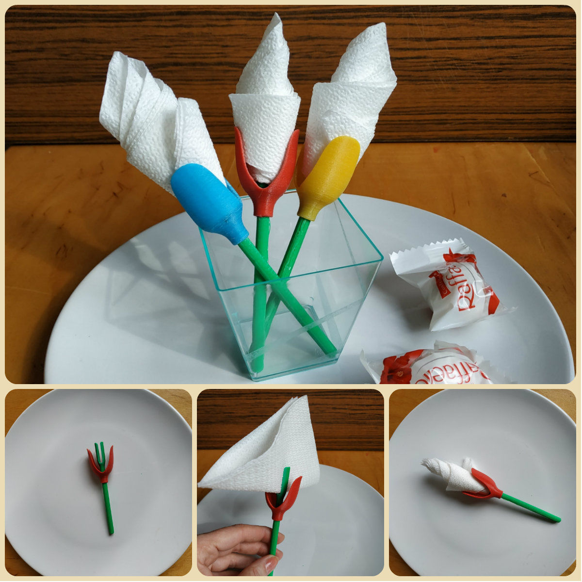 Tulip napkin holder Free 3D print model_4