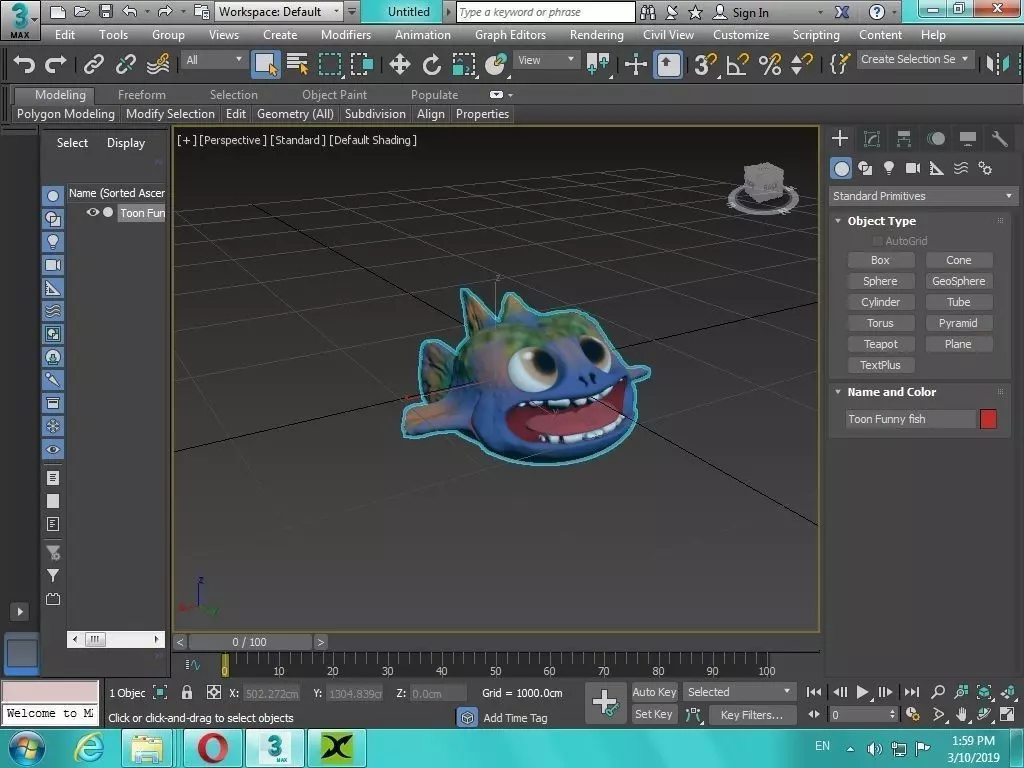 Cute toon fish 3D print 3D print model