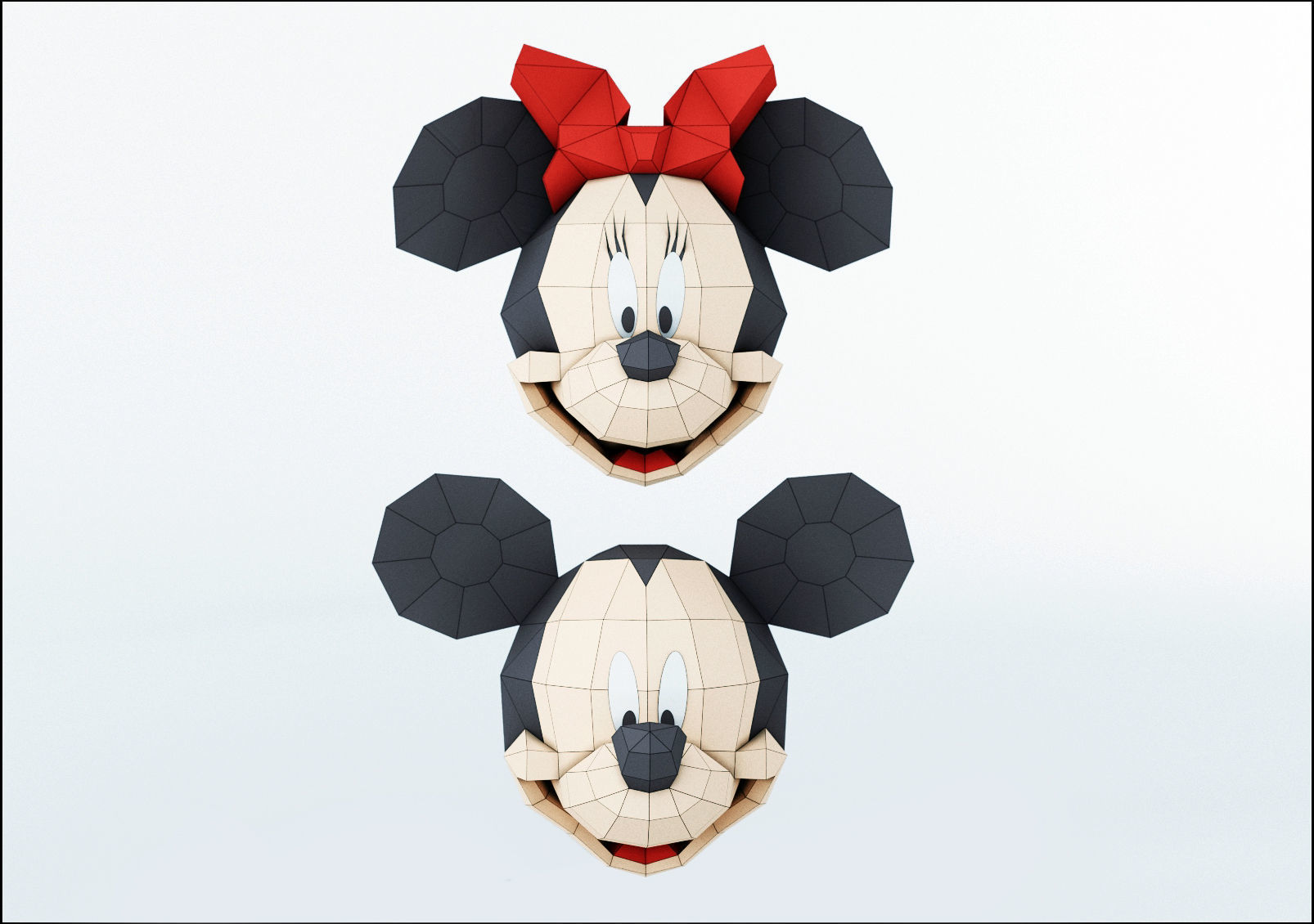 Mickey mouse and Minnie mouse 3D model_2