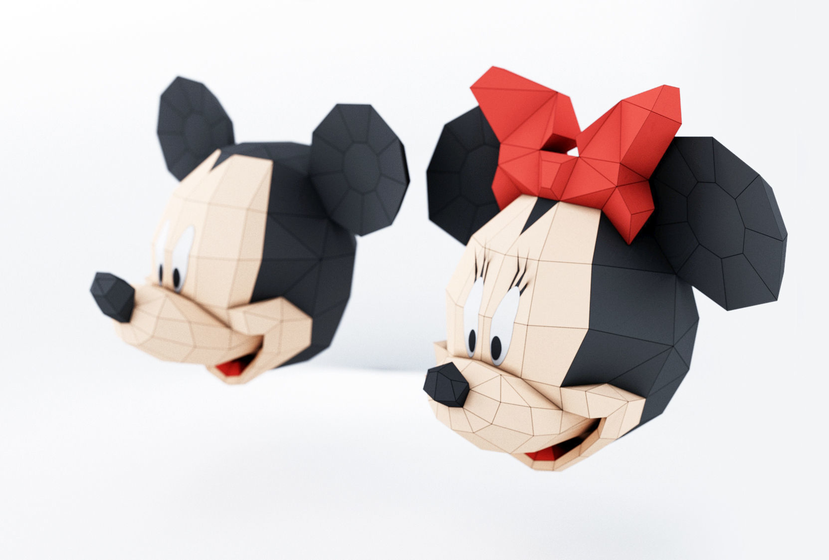 Mickey mouse and Minnie mouse 3D model_0