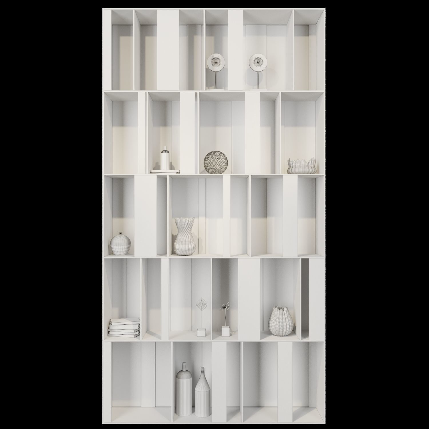 Shelf 3D model bookcase made of copper and marble 3D model_2