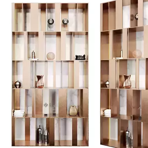 Shelf 3D model bookcase made of copper and marble