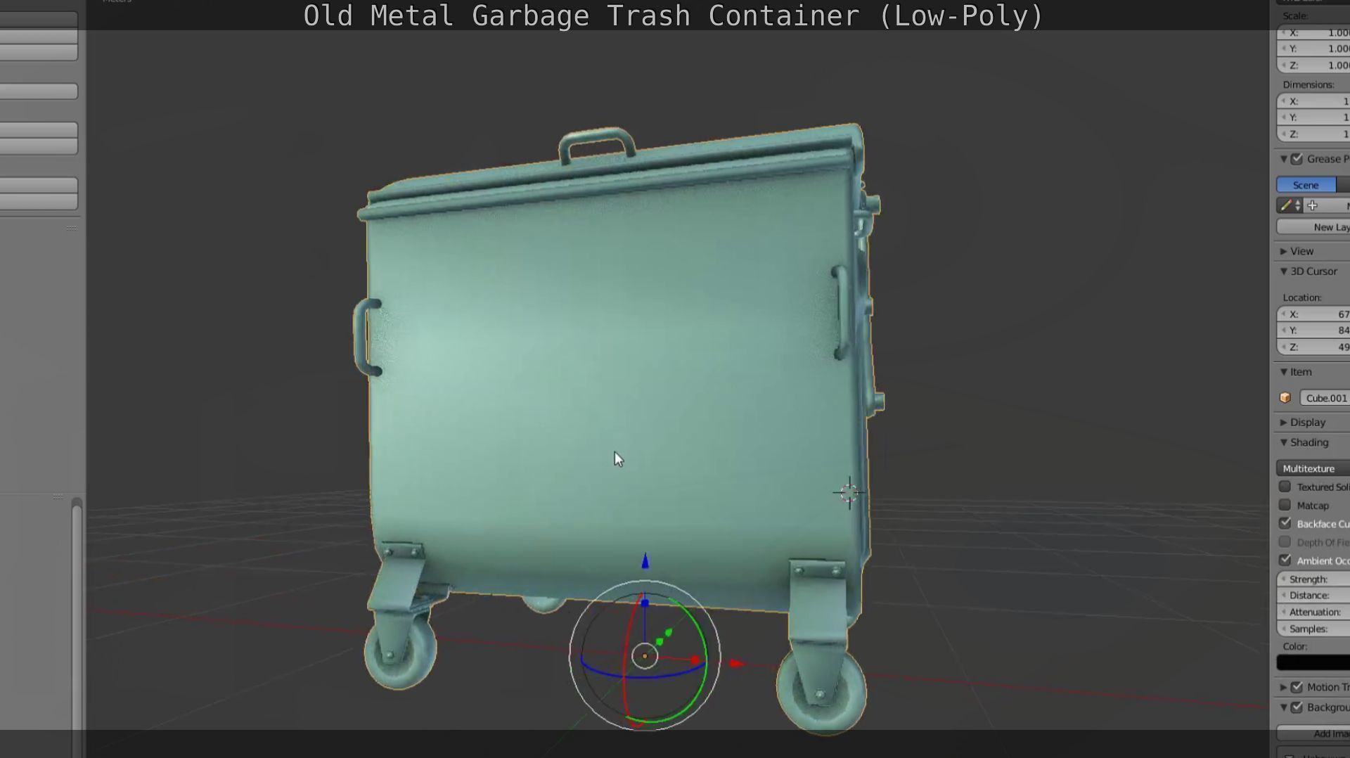 Old Metal Garbage Trash Container Low-Poly Low-poly 3D model_99