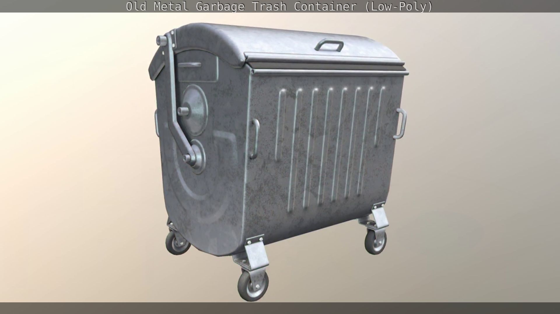 Old Metal Garbage Trash Container Low-Poly Low-poly 3D model_52
