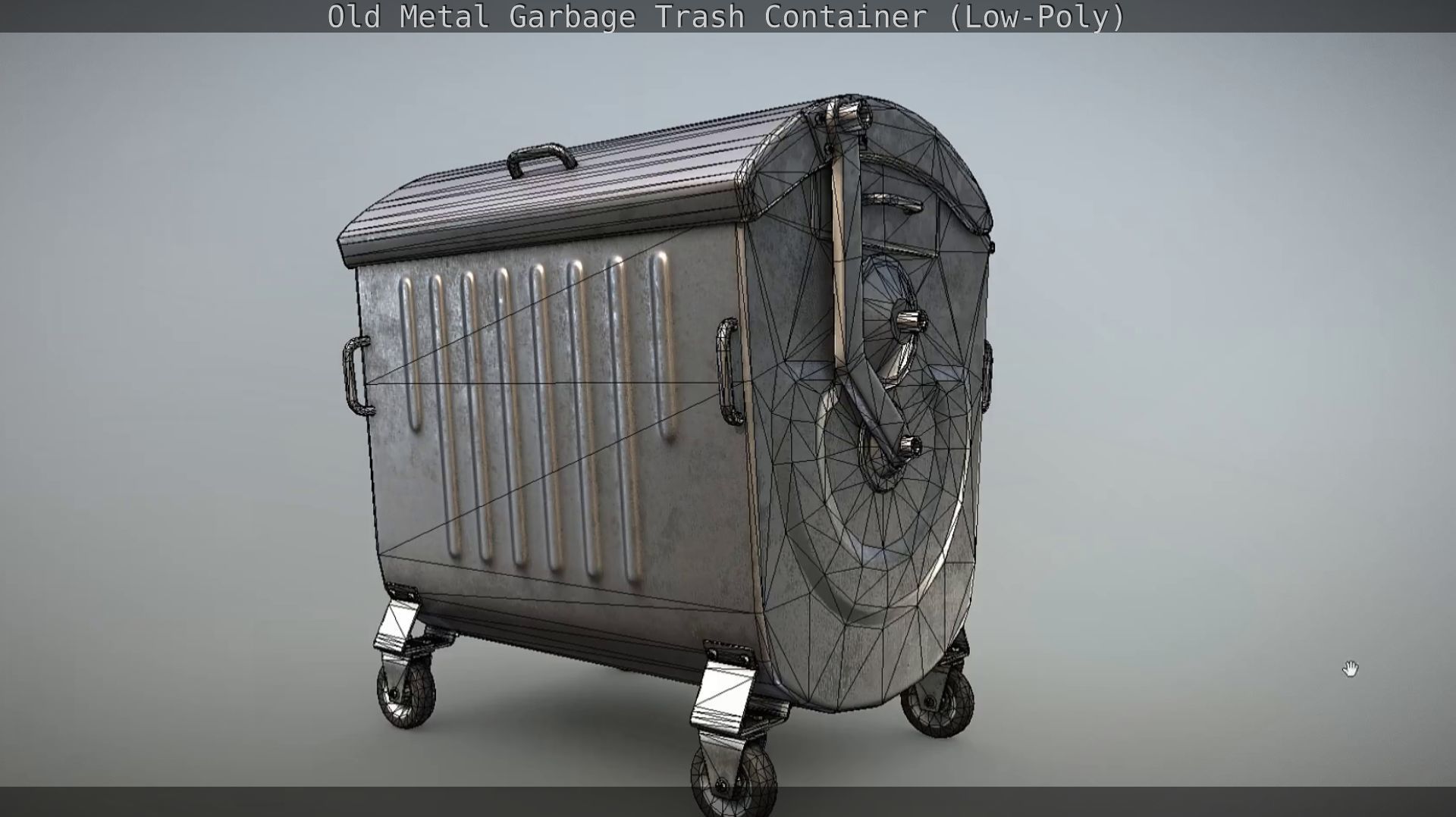 Old Metal Garbage Trash Container Low-Poly Low-poly 3D model_27