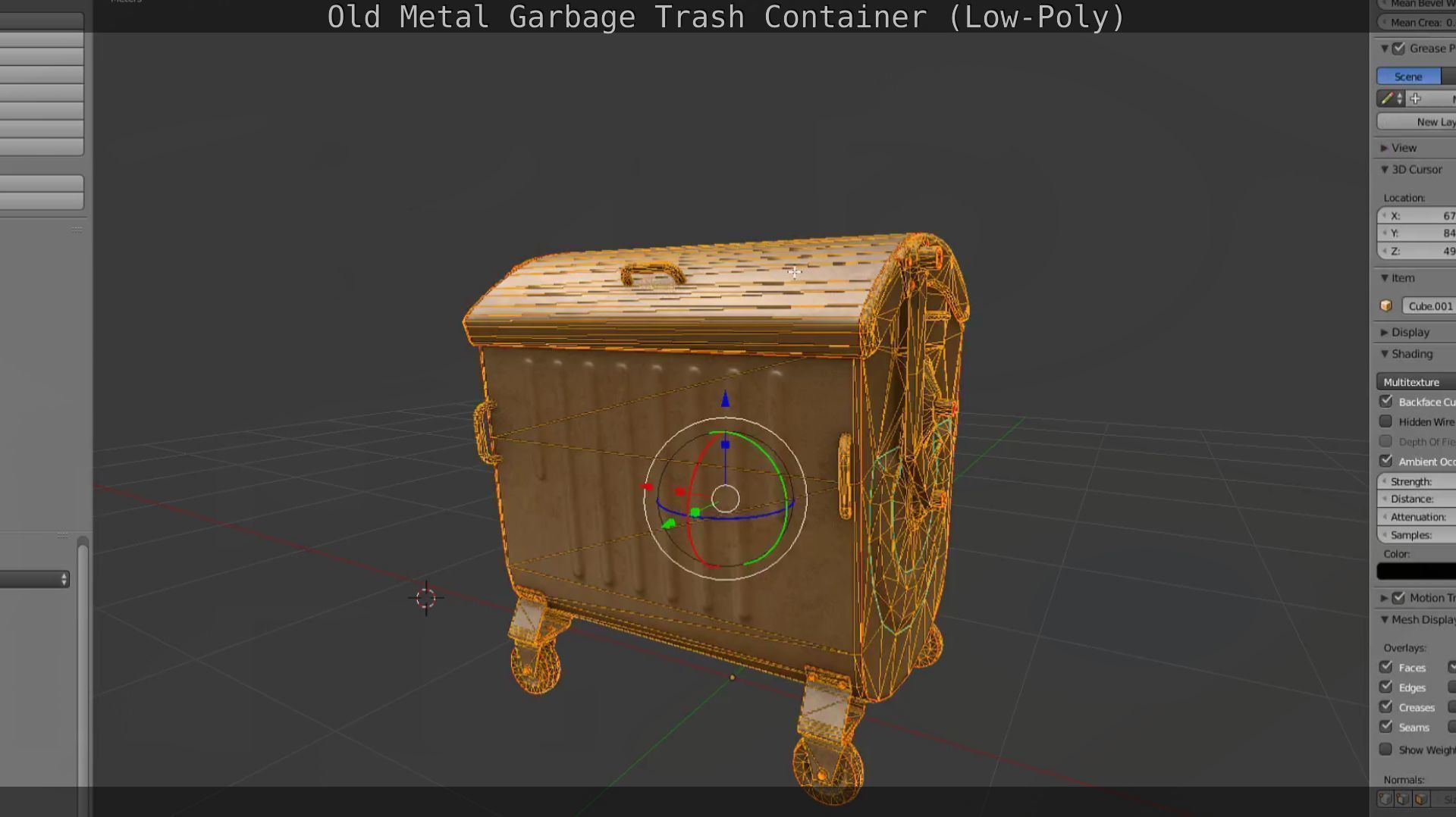 Old Metal Garbage Trash Container Low-Poly Low-poly 3D model_91