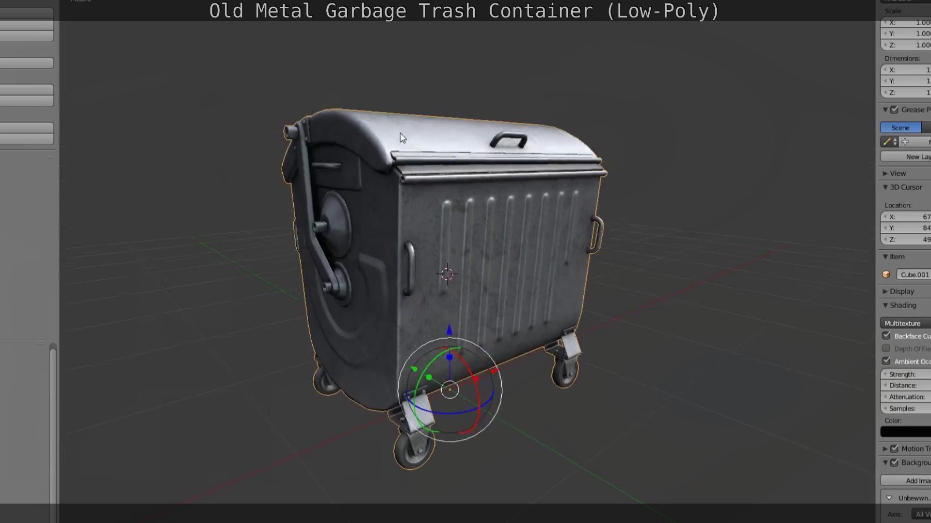 Old Metal Garbage Trash Container Low-Poly Low-poly 3D model_93