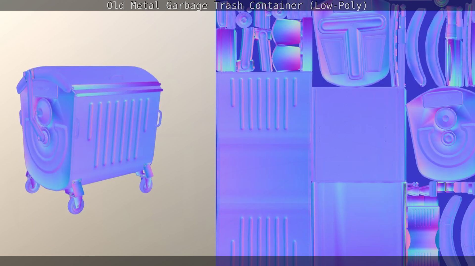 Old Metal Garbage Trash Container Low-Poly Low-poly 3D model_60
