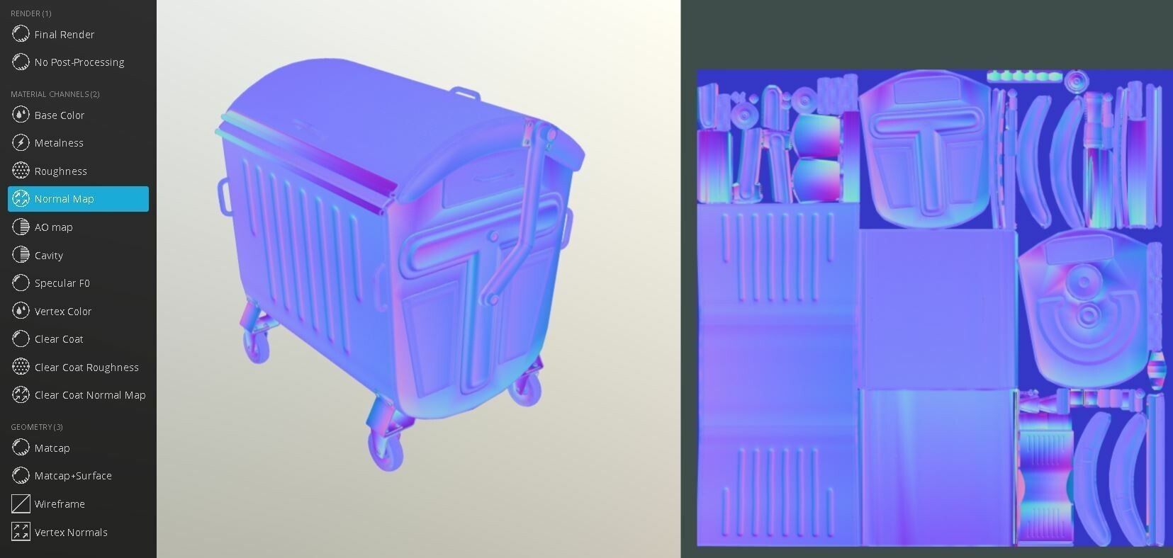 Old Metal Garbage Trash Container Low-Poly Low-poly 3D model_17