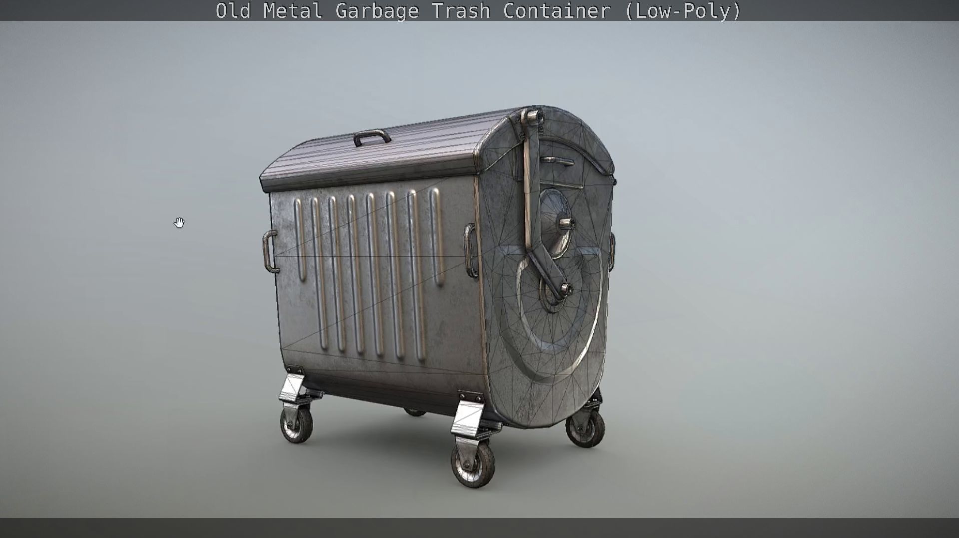 Old Metal Garbage Trash Container Low-Poly Low-poly 3D model_21