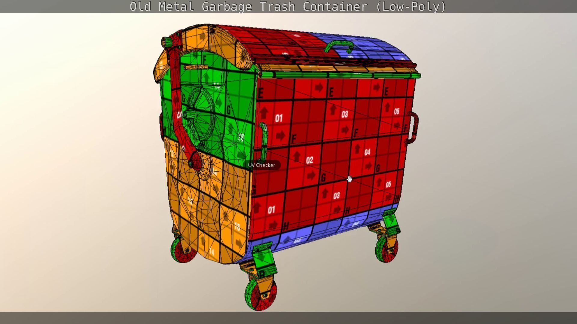 Old Metal Garbage Trash Container Low-Poly Low-poly 3D model_47