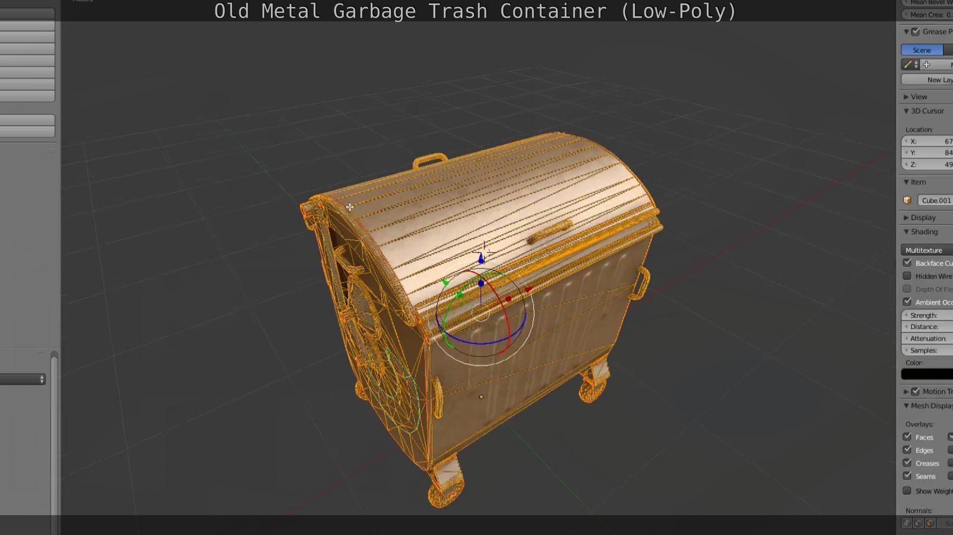 Old Metal Garbage Trash Container Low-Poly Low-poly 3D model_90