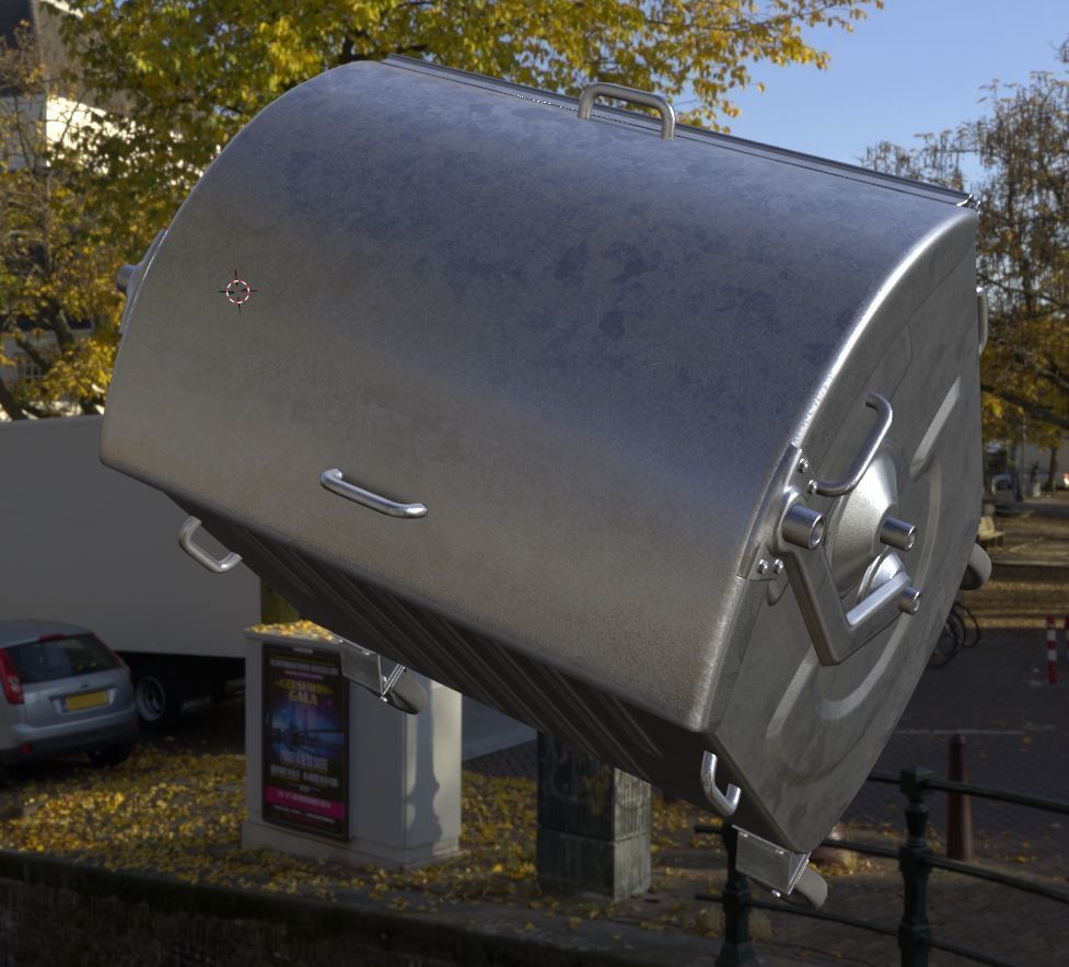 Old Metal Garbage Trash Container Low-Poly Low-poly 3D model_6