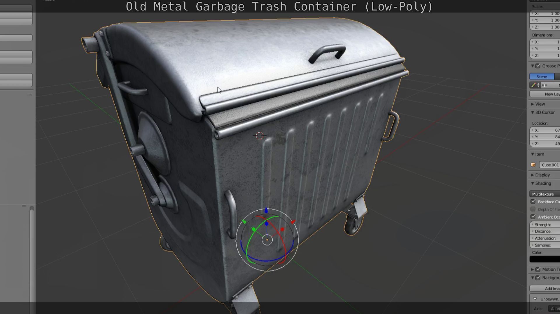 Old Metal Garbage Trash Container Low-Poly Low-poly 3D model_92