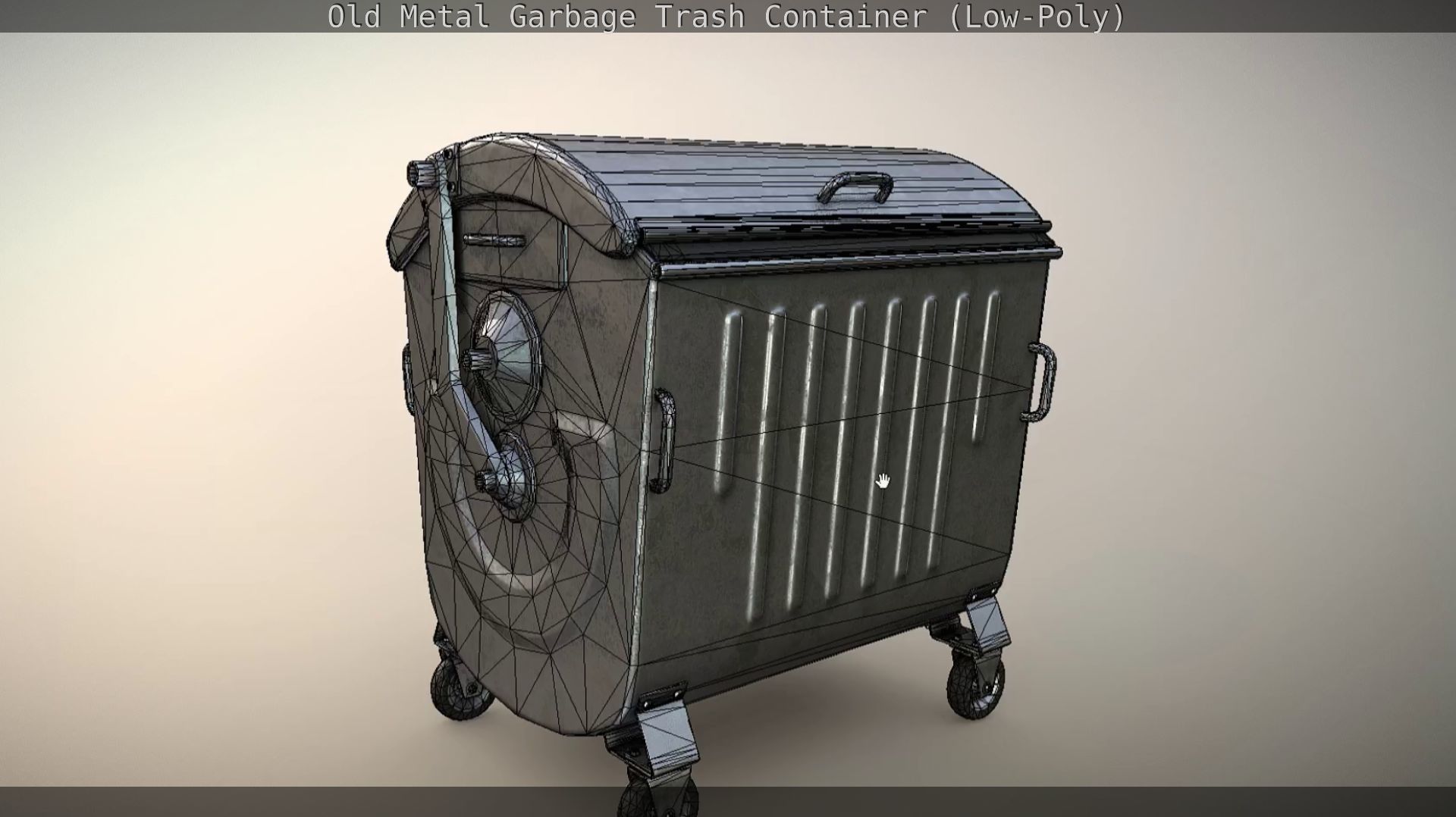 Old Metal Garbage Trash Container Low-Poly Low-poly 3D model_44