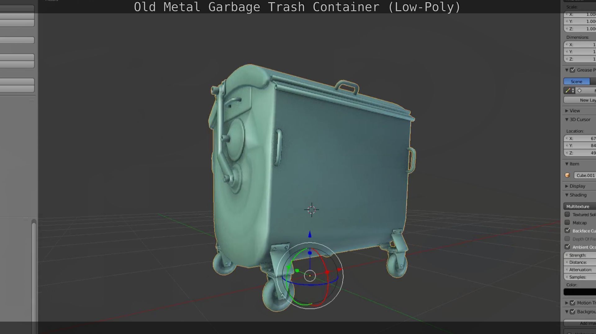 Old Metal Garbage Trash Container Low-Poly Low-poly 3D model_101