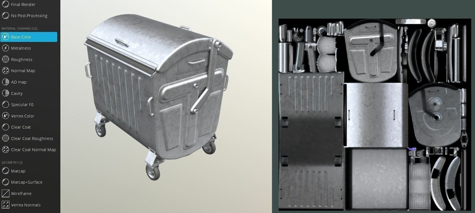 Old Metal Garbage Trash Container Low-Poly Low-poly 3D model_16