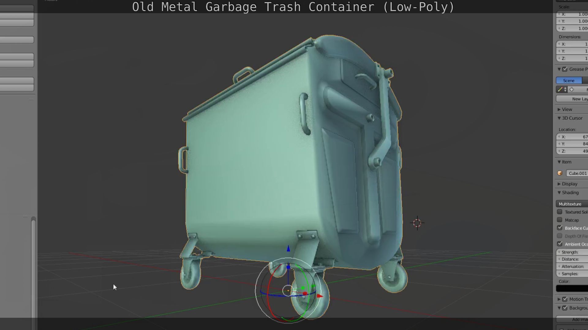 Old Metal Garbage Trash Container Low-Poly Low-poly 3D model_100