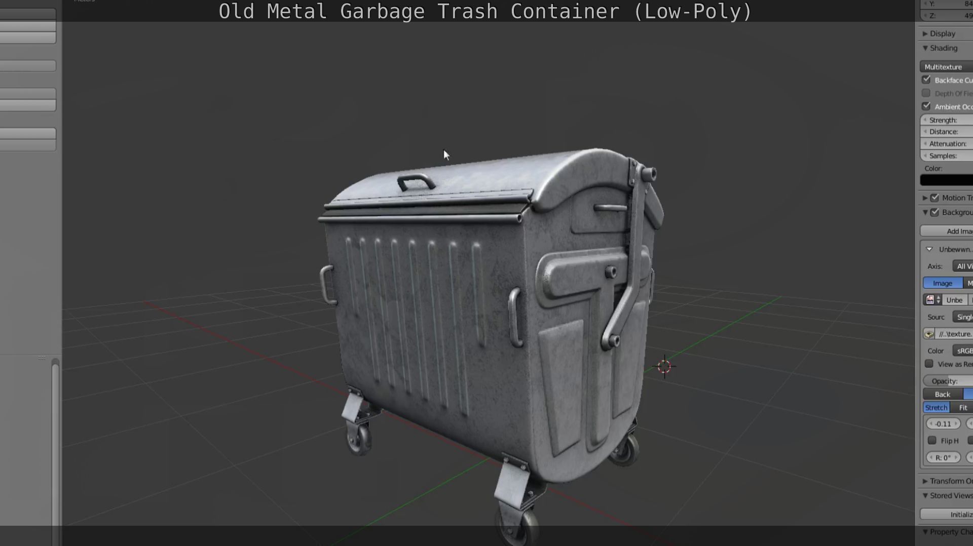 Old Metal Garbage Trash Container Low-Poly Low-poly 3D model_85