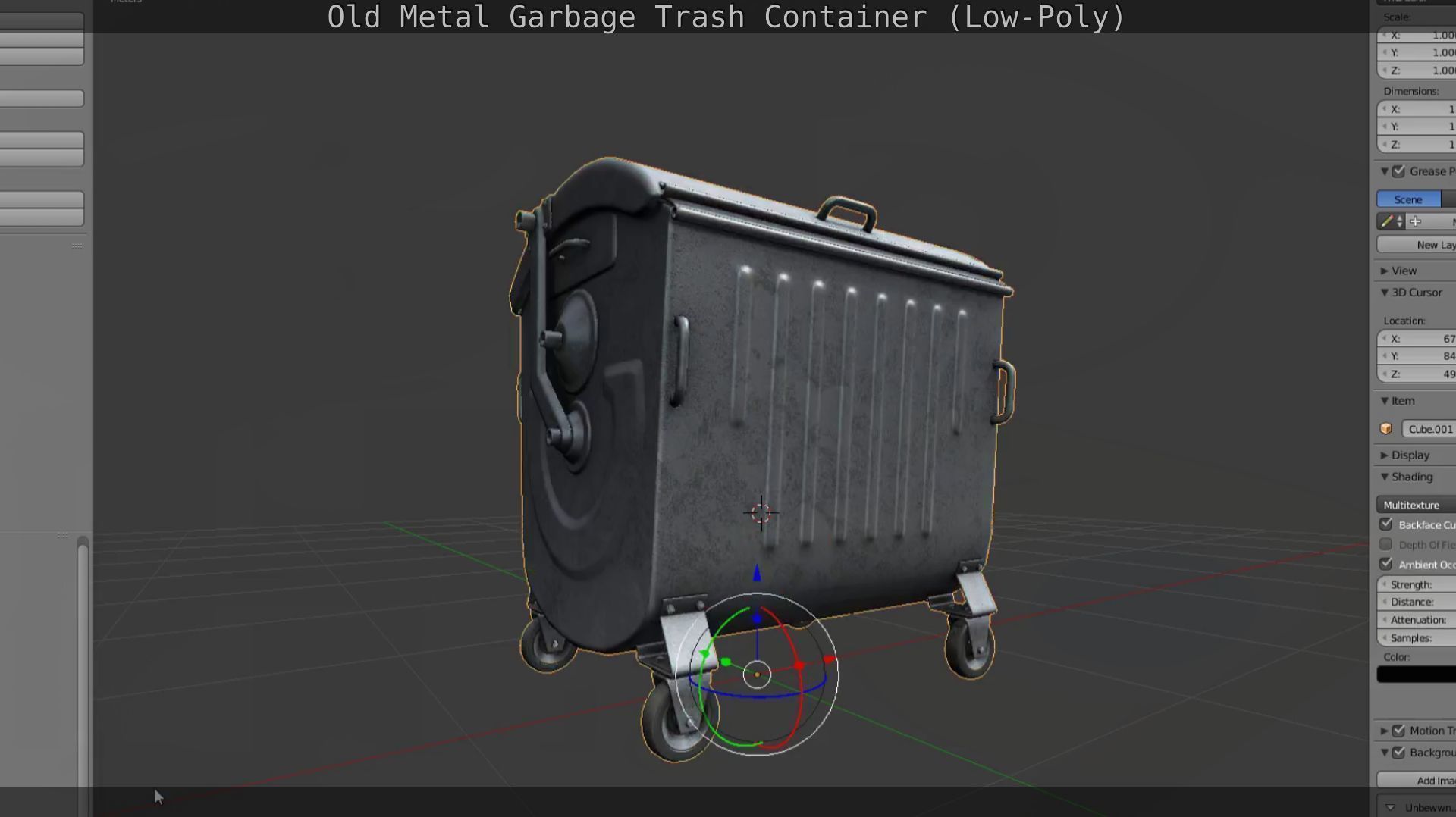 Old Metal Garbage Trash Container Low-Poly Low-poly 3D model_102