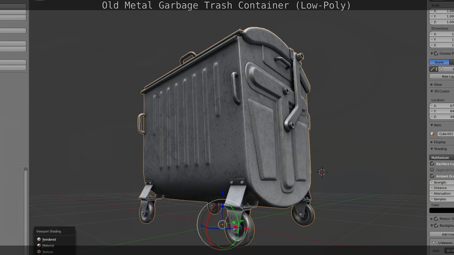 Old Metal Garbage Trash Container Low-Poly Low-poly 3D model_98