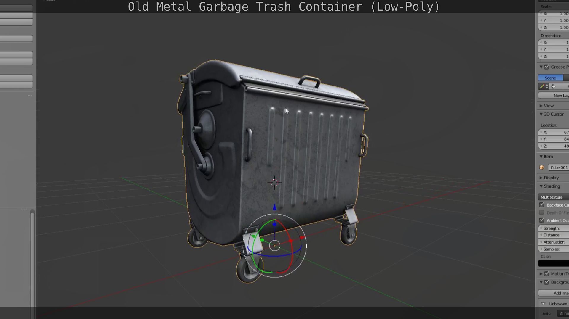 Old Metal Garbage Trash Container Low-Poly Low-poly 3D model_94