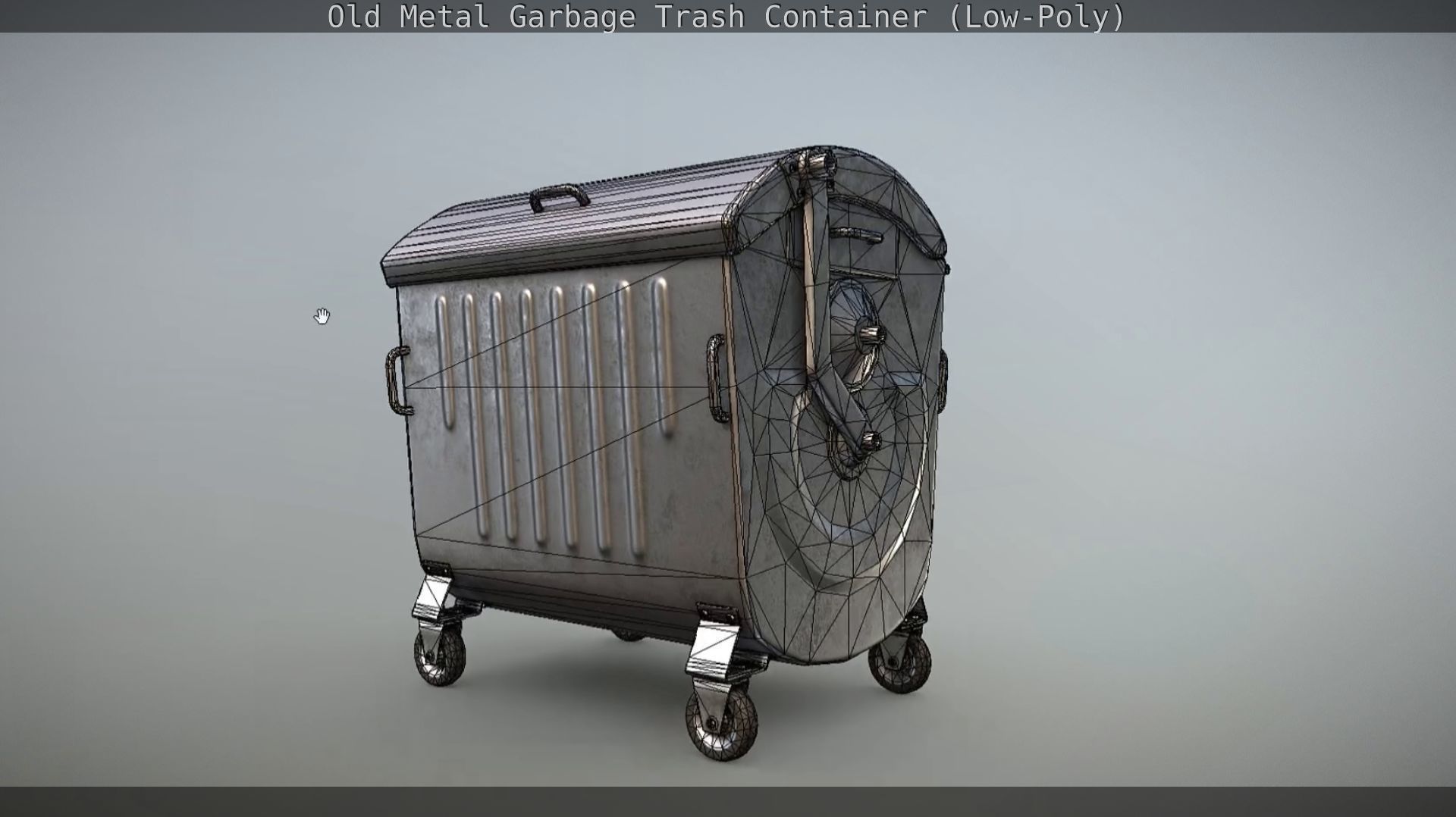 Old Metal Garbage Trash Container Low-Poly Low-poly 3D model_22