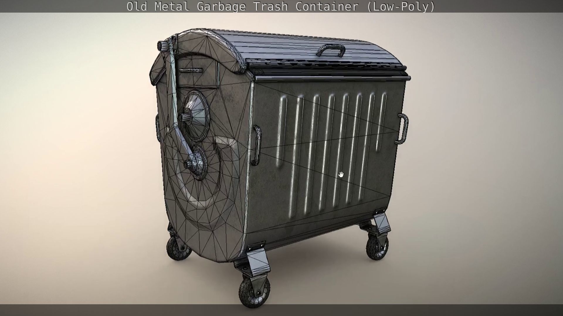 Old Metal Garbage Trash Container Low-Poly Low-poly 3D model_45