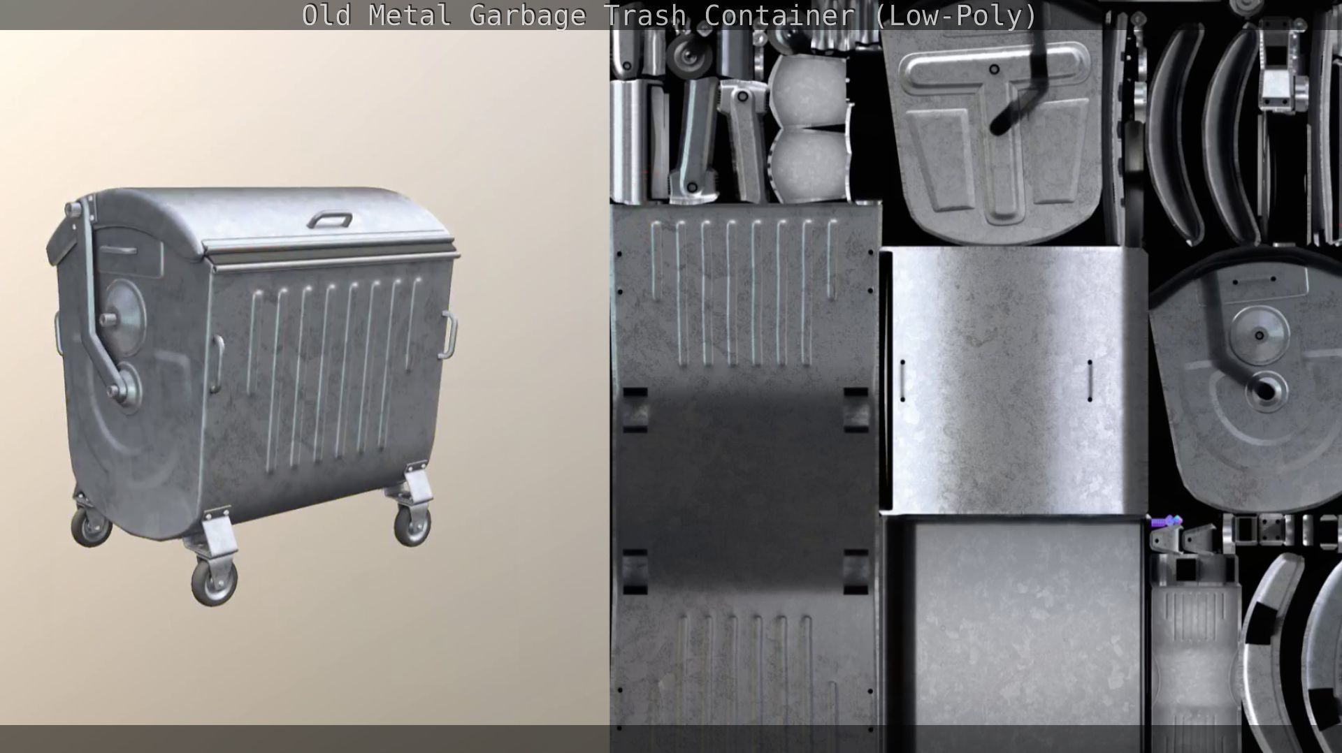 Old Metal Garbage Trash Container Low-Poly Low-poly 3D model_54