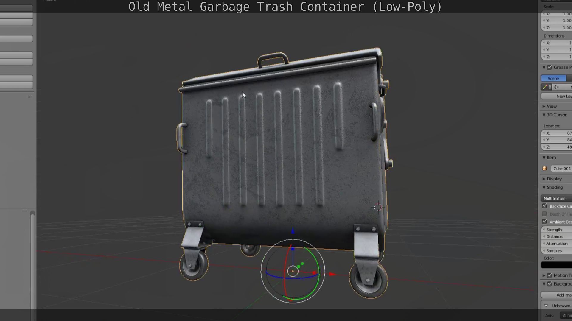 Old Metal Garbage Trash Container Low-Poly Low-poly 3D model_95