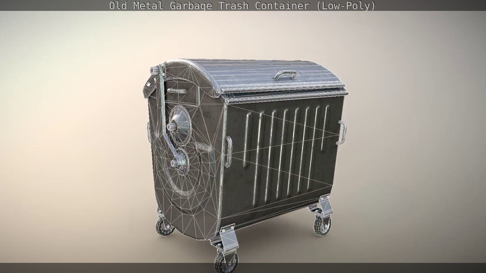 Old Metal Garbage Trash Container Low-Poly Low-poly 3D model_66