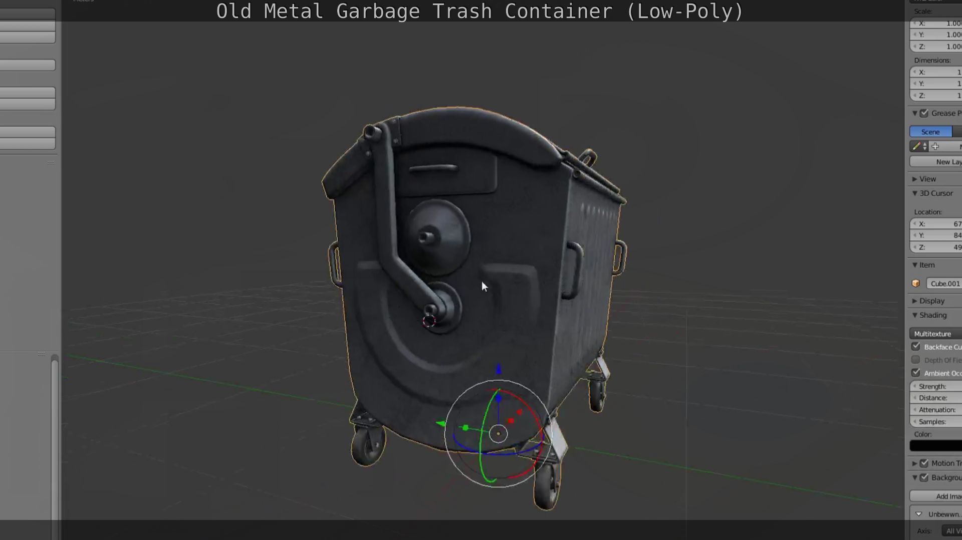 Old Metal Garbage Trash Container Low-Poly Low-poly 3D model_103
