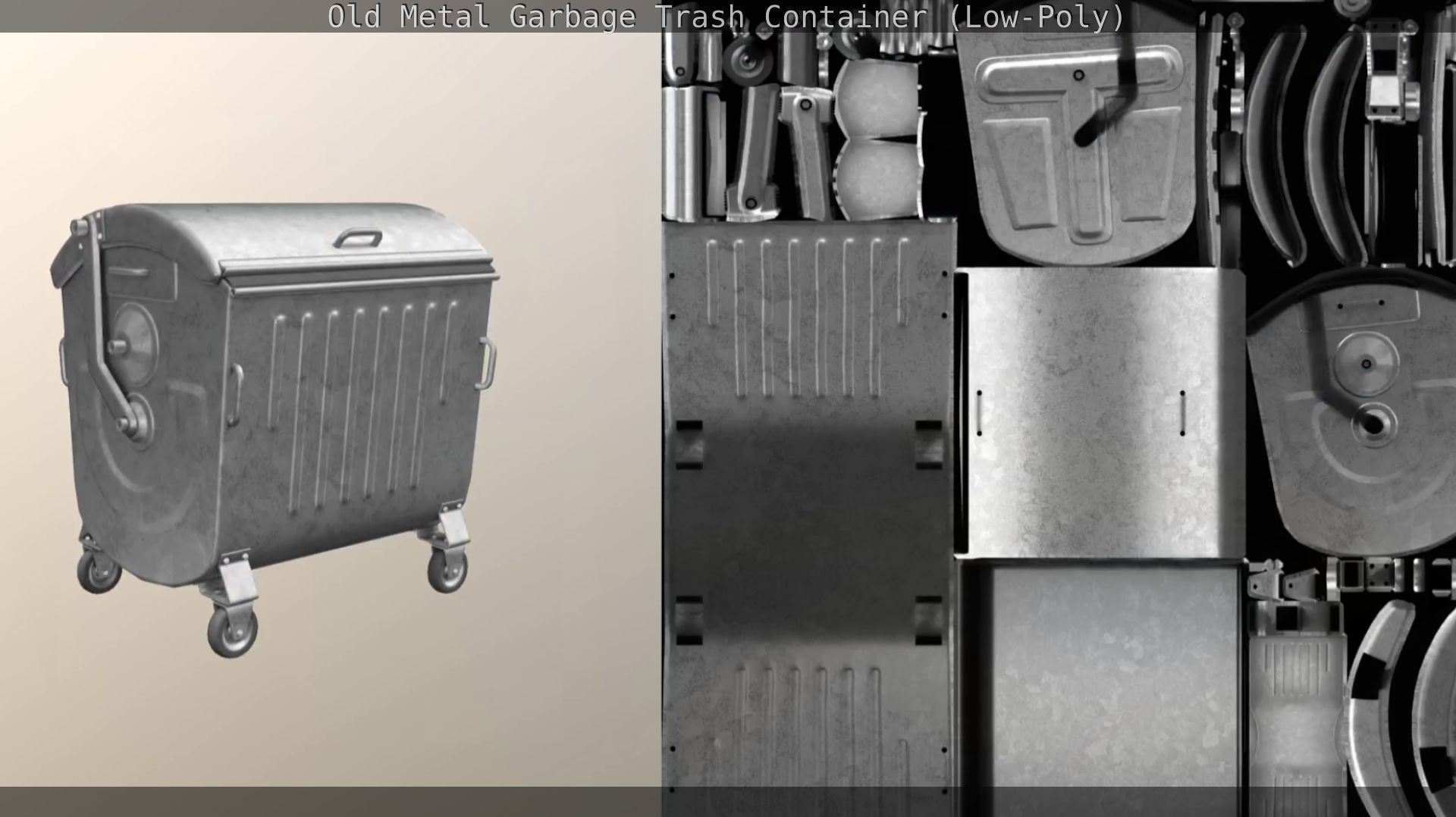 Old Metal Garbage Trash Container Low-Poly Low-poly 3D model_59